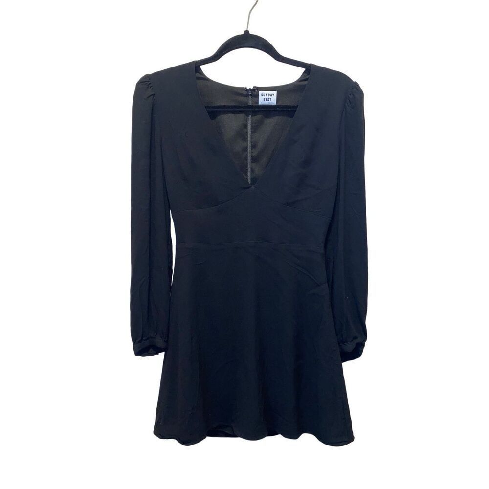 Sunday Best Womens Size 2 Black Dress Black Long Sleeve Lined Back Zipper NWOT